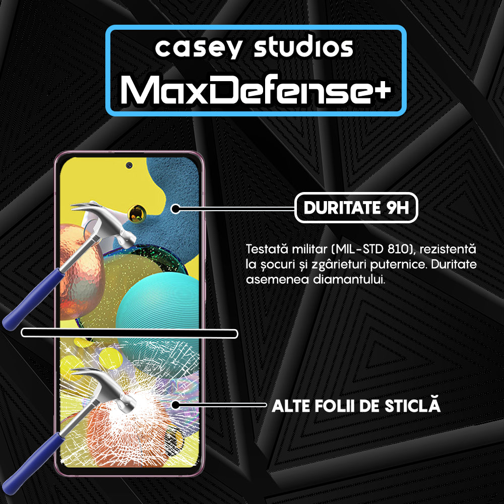 Folie Sticla MaxDefense+ - Samsung Galaxy A51 4G/5G - Negru