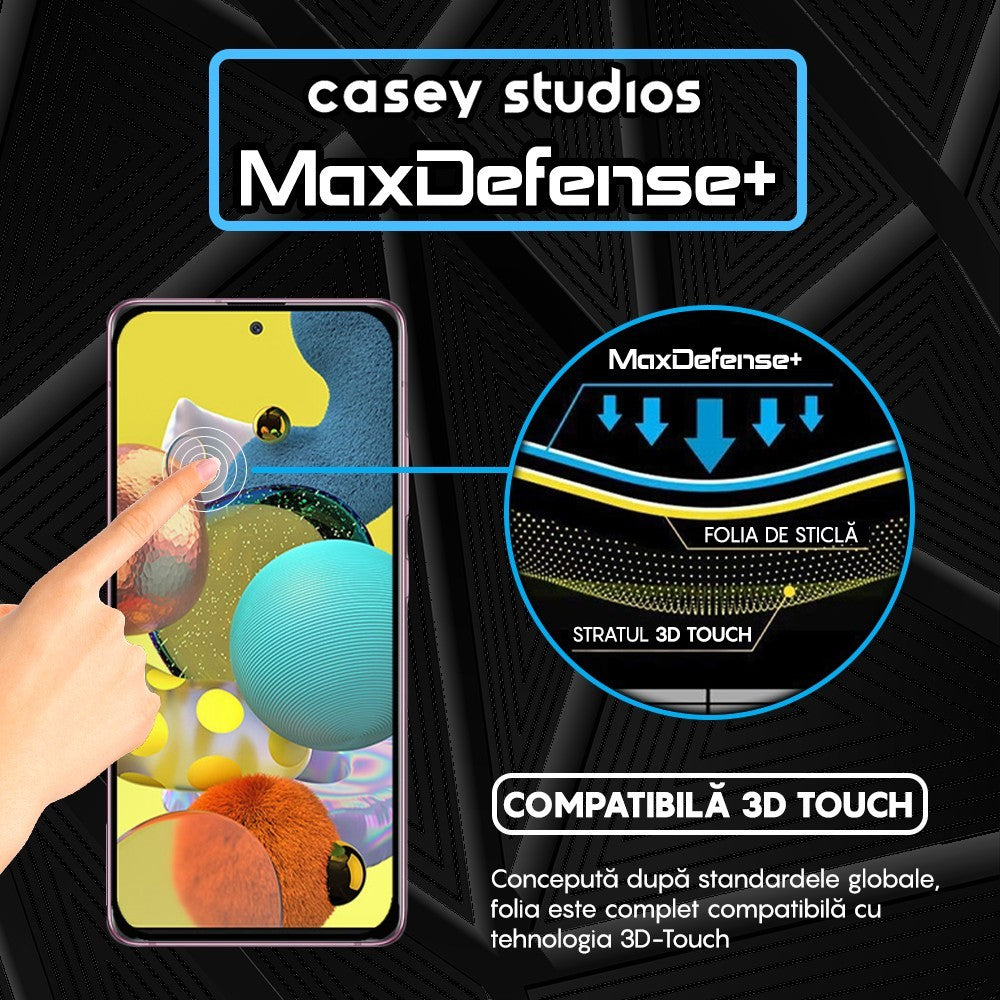 Folie Sticla MaxDefense+ - Samsung Galaxy A51 4G/5G - Negru