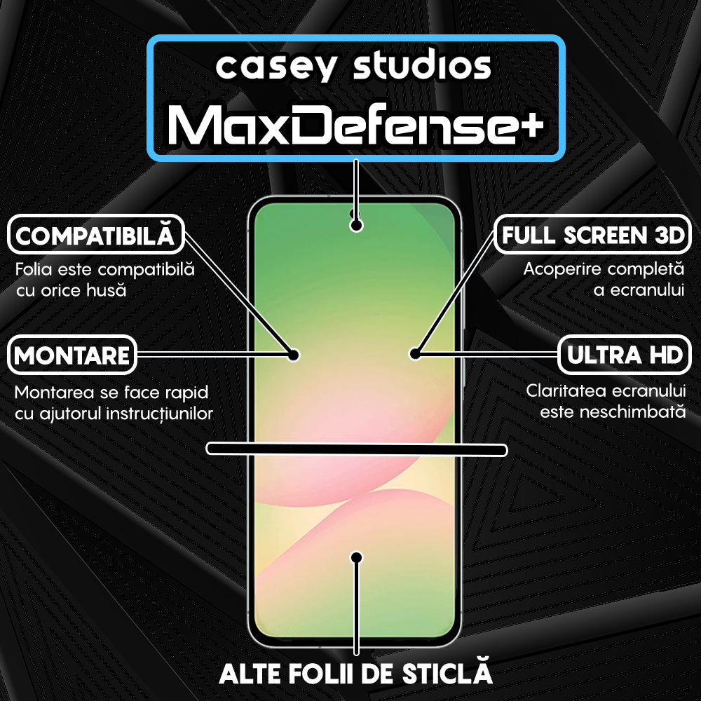 Folie Sticla MaxDefense+ - Samsung Galaxy A56 - Negru