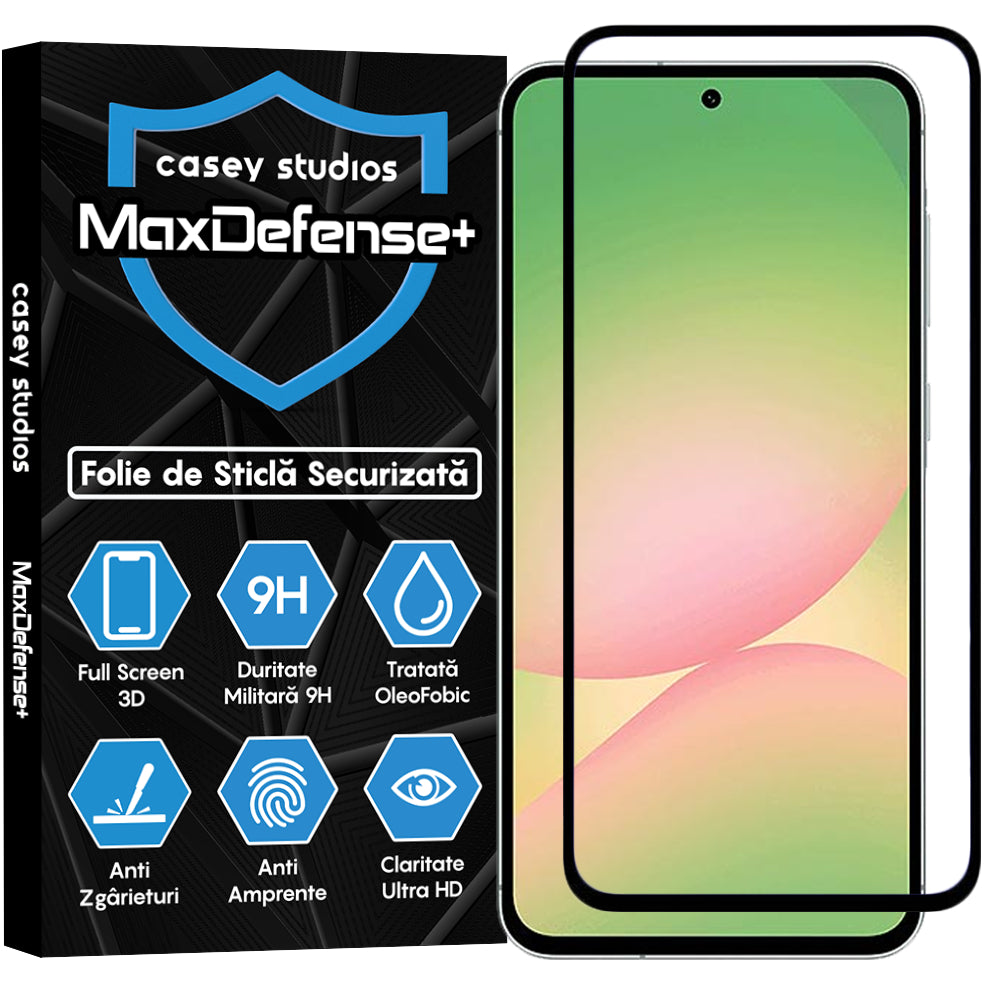 Folie Sticla MaxDefense+ - Samsung Galaxy A56 - Negru