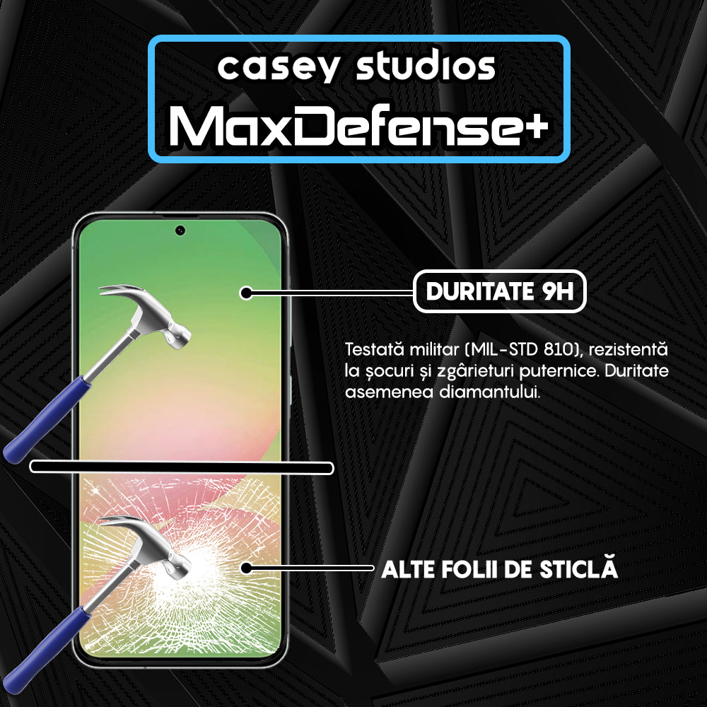 Folie Sticla MaxDefense+ - Samsung Galaxy A56 - Negru