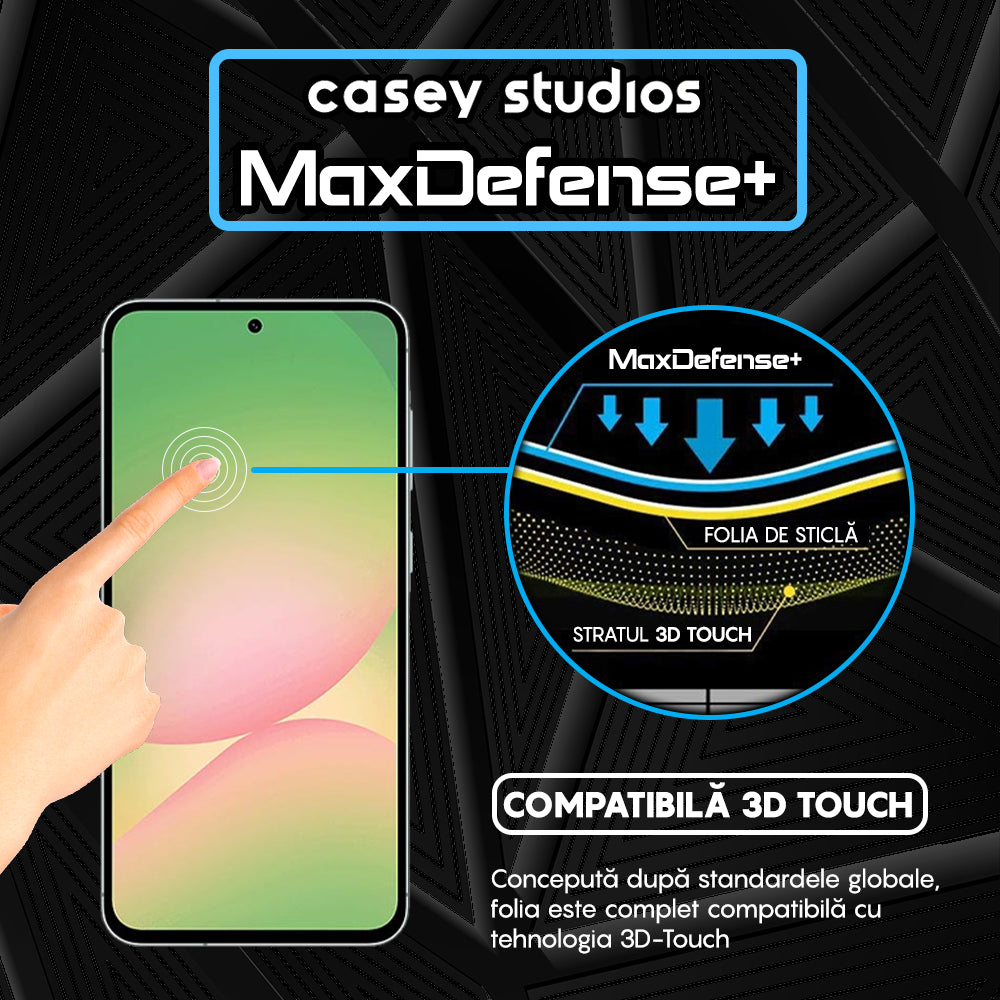 Folie Sticla MaxDefense+ - Samsung Galaxy A56 - Negru