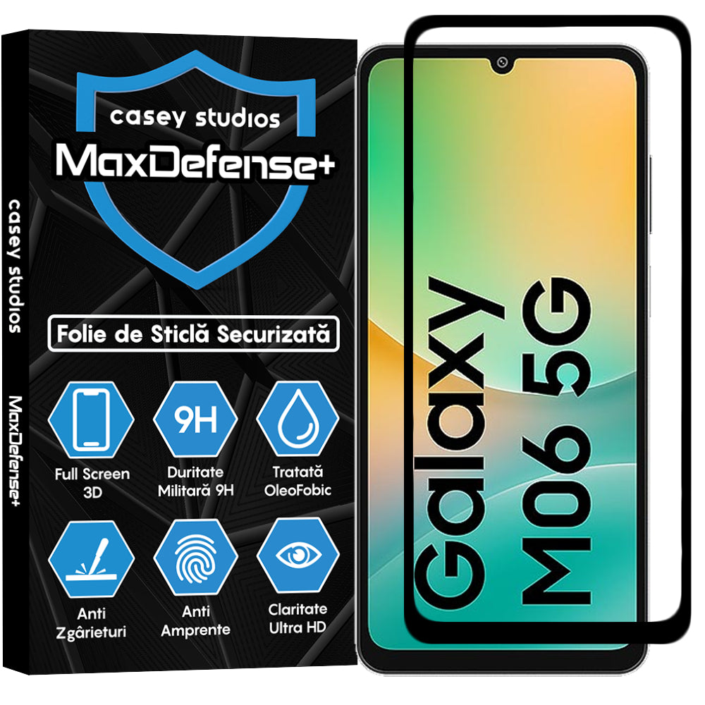 Folie Sticla MaxDefense+ - Samsung Galaxy M06 - Negru