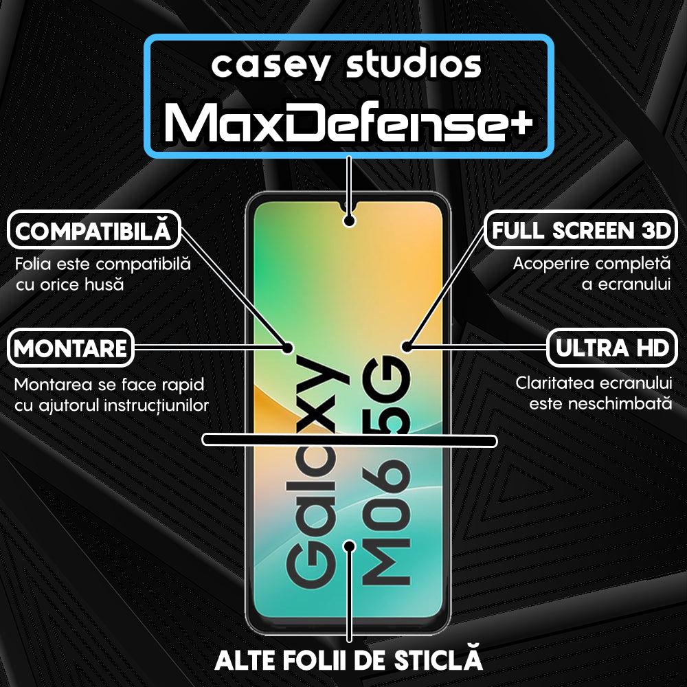 Folie Sticla MaxDefense+ - Samsung Galaxy M06 - Negru
