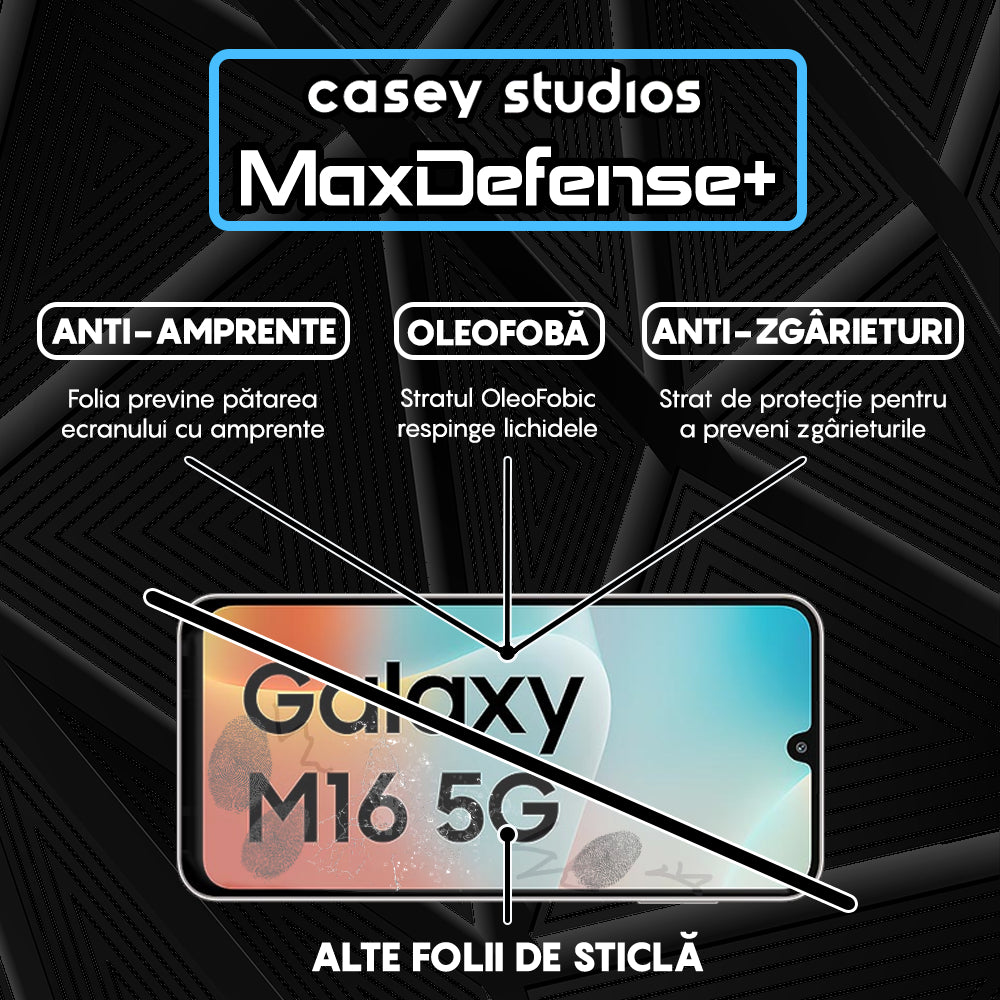 Folie Sticla MaxDefense+ - Samsung Galaxy M16 - Negru