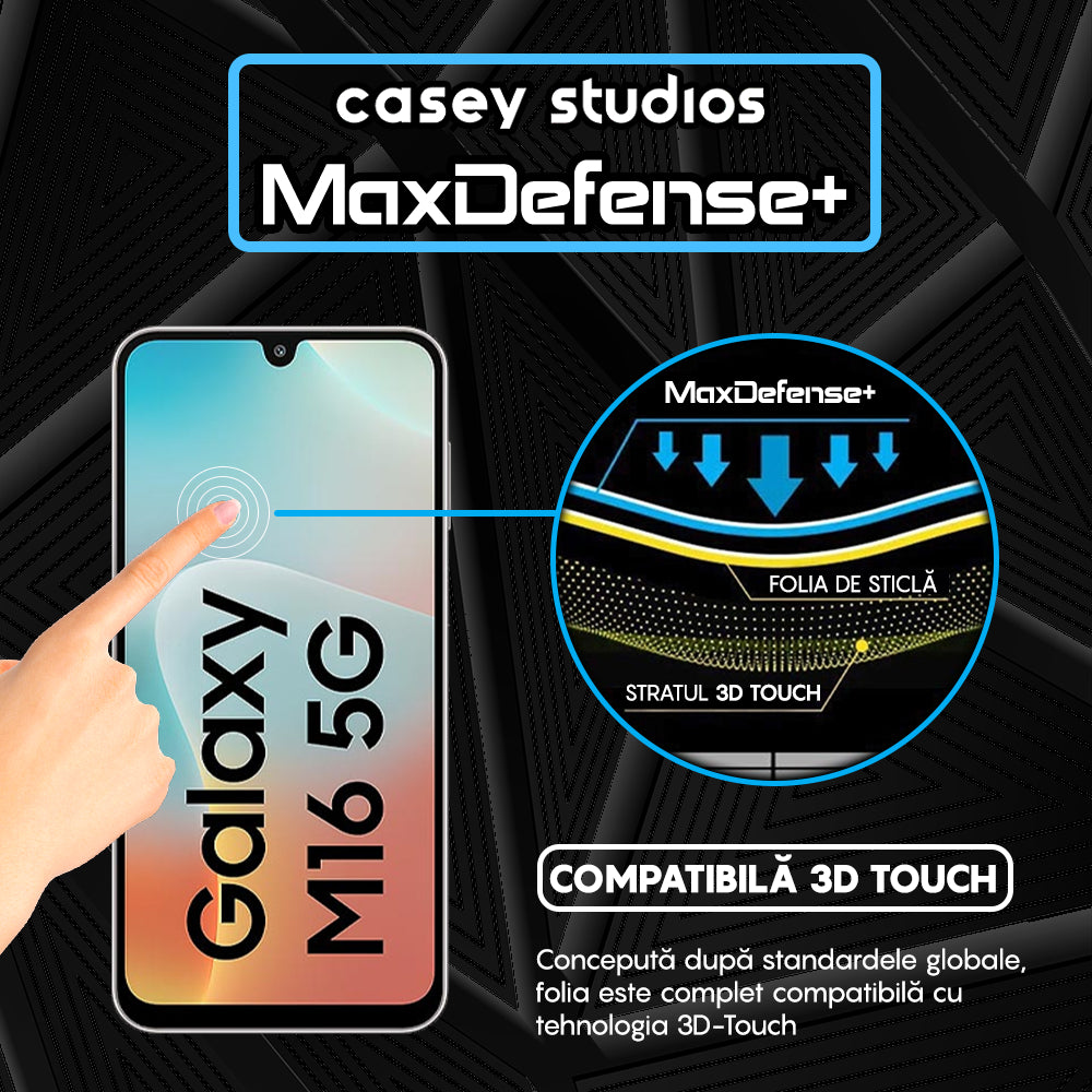 Folie Sticla MaxDefense+ - Samsung Galaxy M16 - Negru
