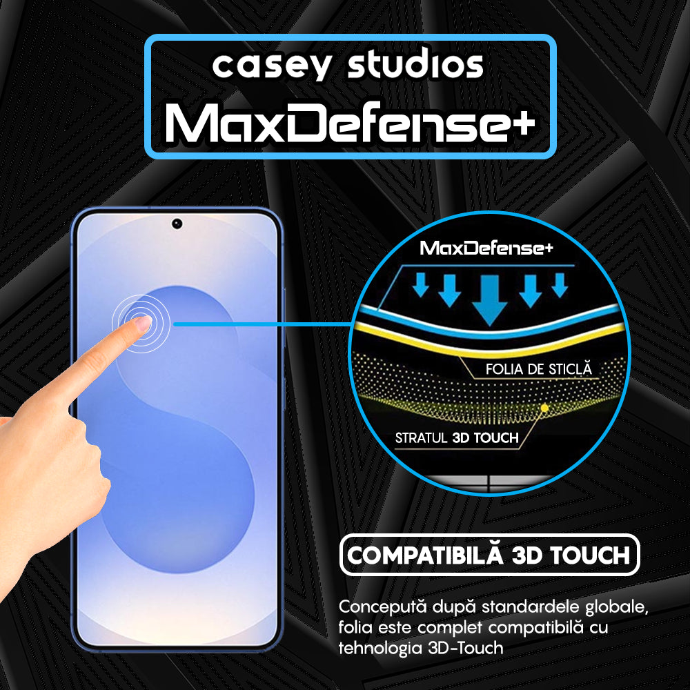Folie Sticla MaxDefense+ - Samsung Galaxy S25 - Negru