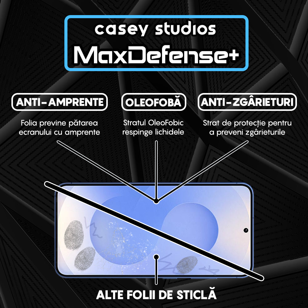 Folie Sticla MaxDefense+ - Samsung Galaxy S25 - Negru