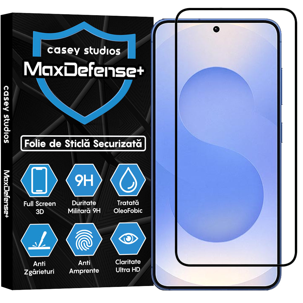Folie Sticla MaxDefense+ - Samsung Galaxy S25 - Negru