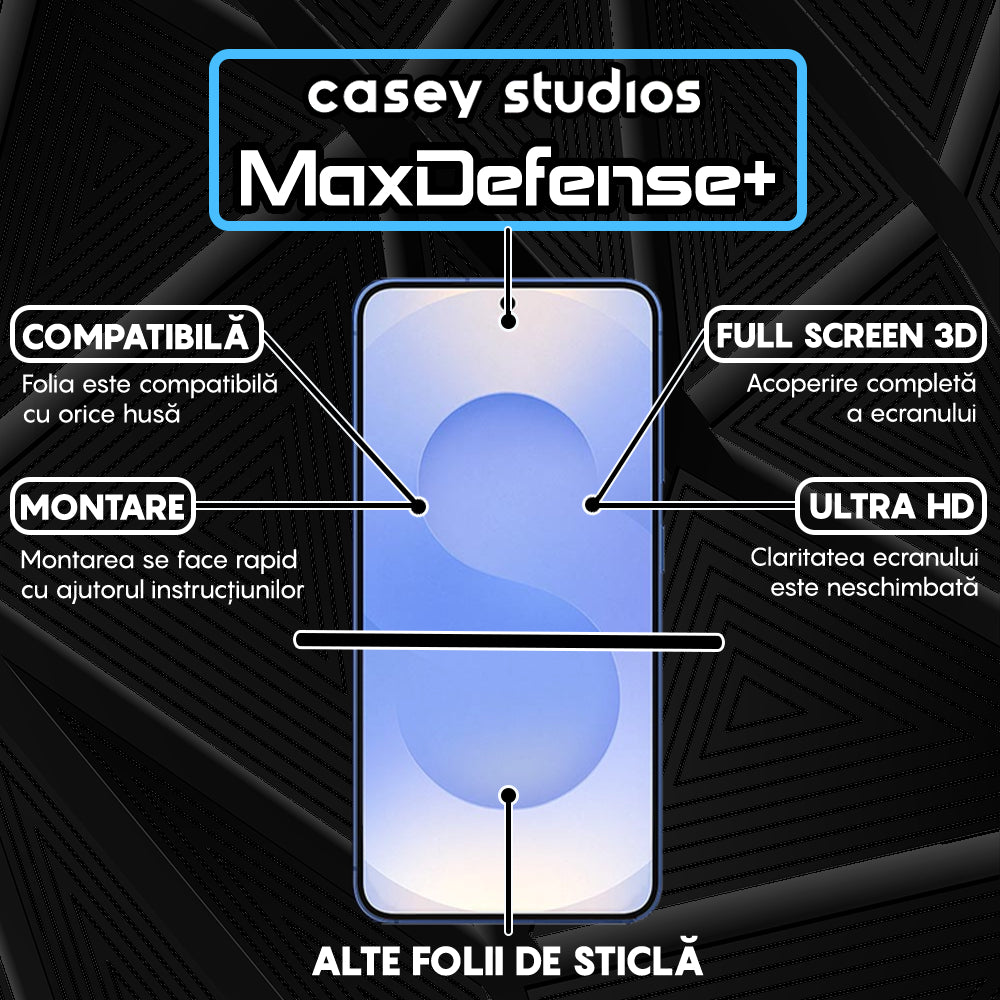 Folie Sticla MaxDefense+ - Samsung Galaxy S25 - Negru