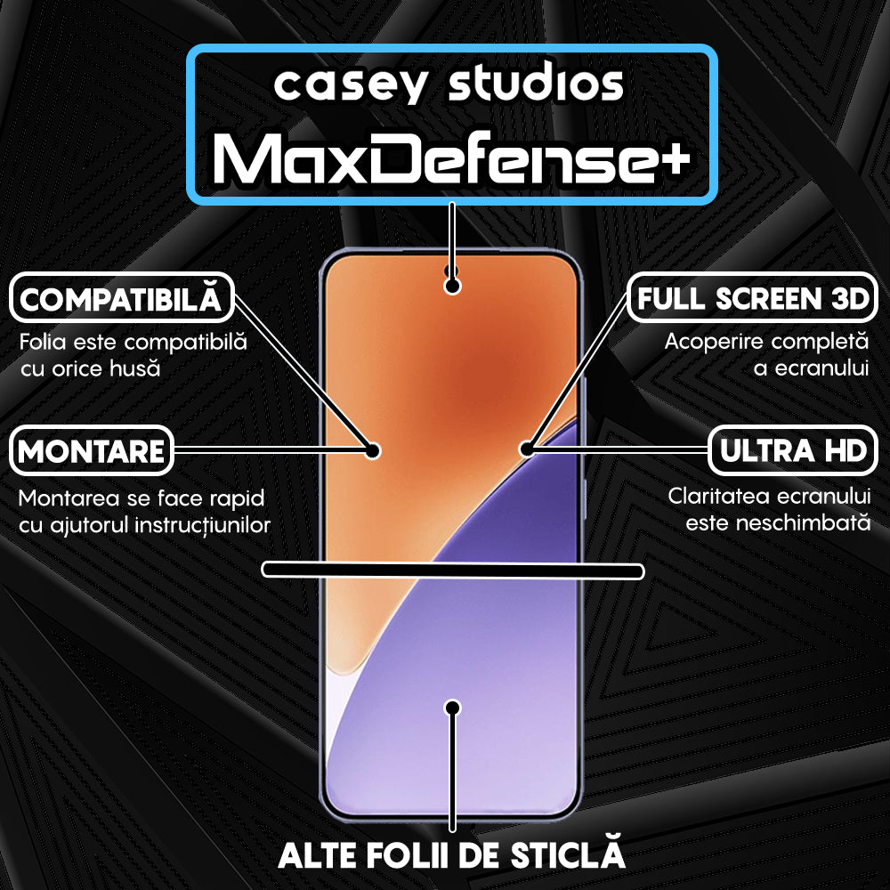 Folie Sticla MaxDefense+ - Xiaomi 15 - Negru