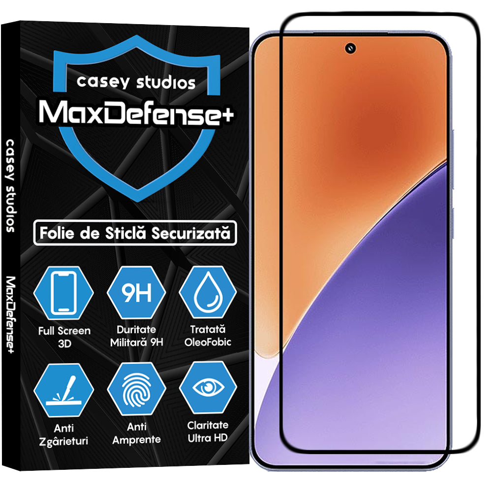 Folie Sticla MaxDefense+ - Xiaomi 15 - Negru