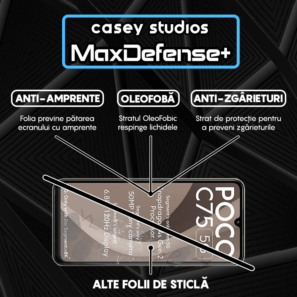 Folie Sticla MaxDefense+ - Xiaomi Poco C75 5G - Negru