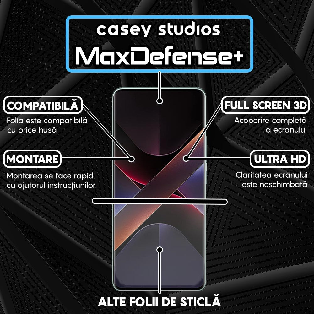 Folie Sticla MaxDefense+ - Xiaomi Poco X7 - Negru