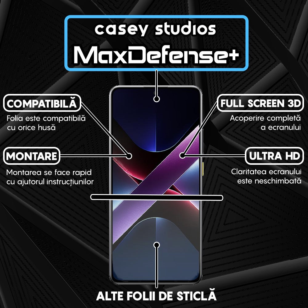 Folie Sticla MaxDefense+ - Xiaomi Poco X7 Pro - Negru