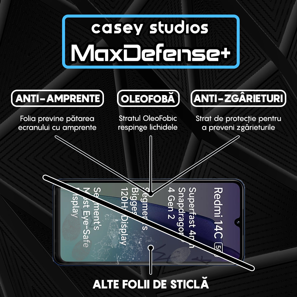 Folie Sticla MaxDefense+ - Xiaomi Redmi 14C 5G - Negru