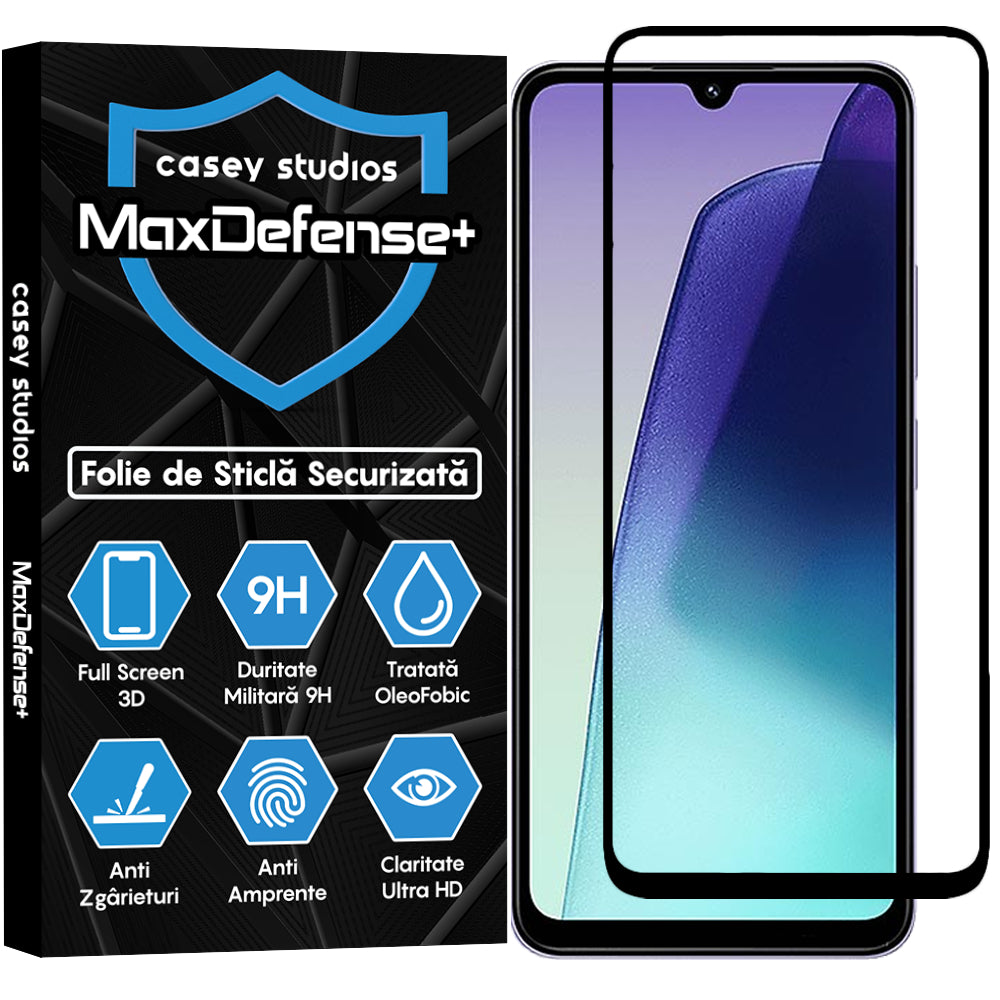 Folie Sticla MaxDefense+ - Xiaomi Redmi 14R - Negru