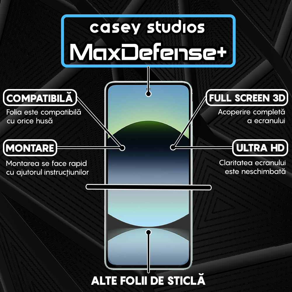 Folie Sticla MaxDefense+ - Xiaomi Redmi Note 14 4G - Negru