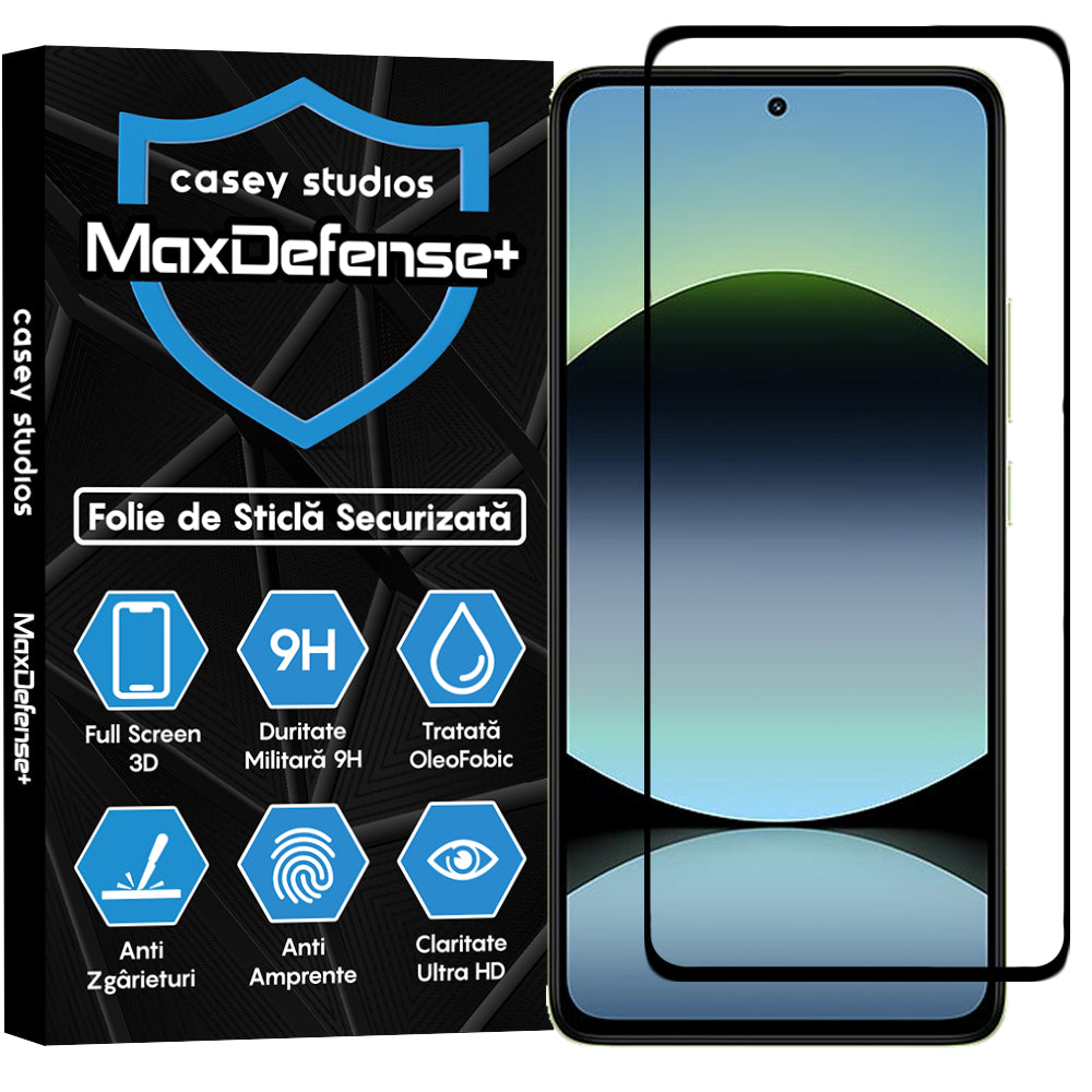 Folie Sticla MaxDefense+ - Xiaomi Redmi Note 14 4G - Negru