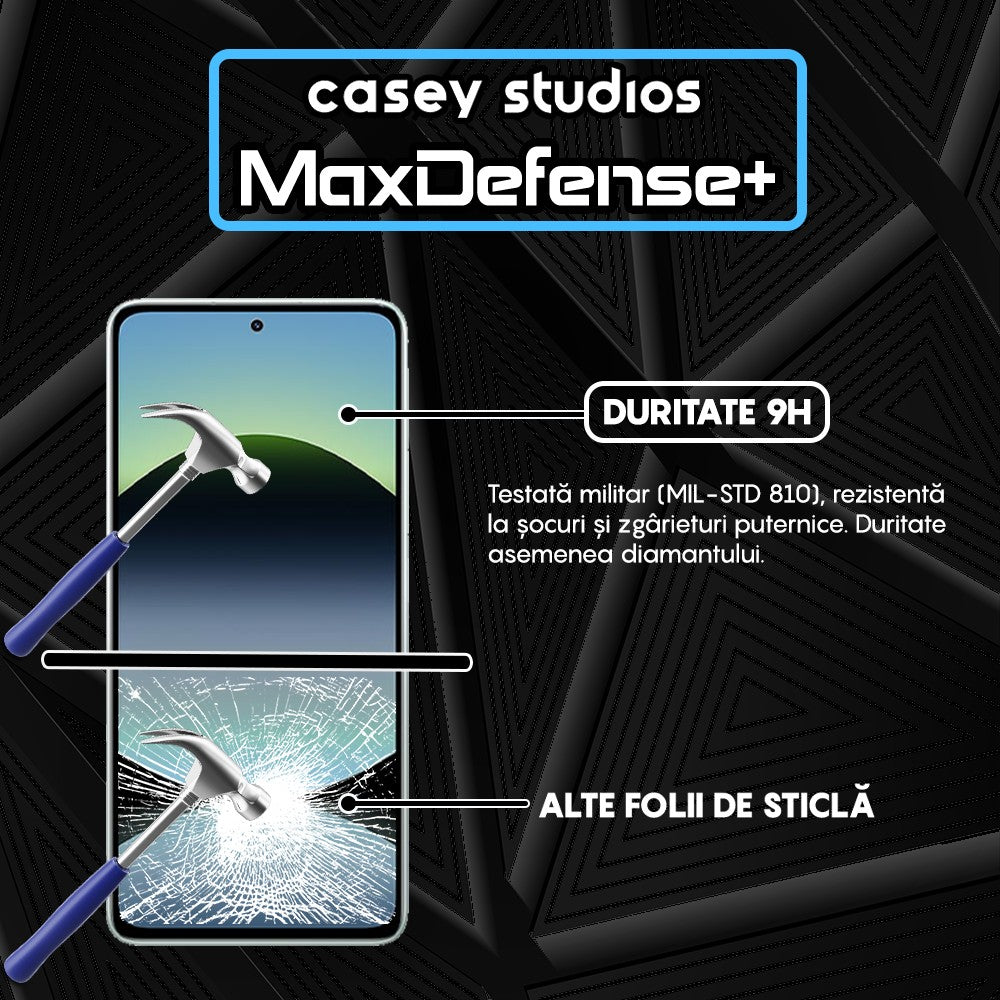 Folie Sticla MaxDefense+ - Xiaomi Redmi Note 14 5G - Negru