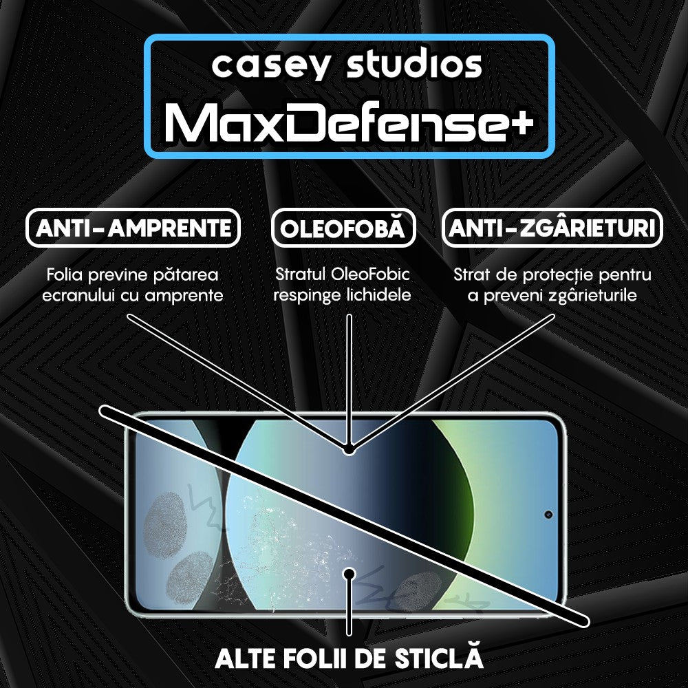 Folie Sticla MaxDefense+ - Xiaomi Redmi Note 14 5G - Negru