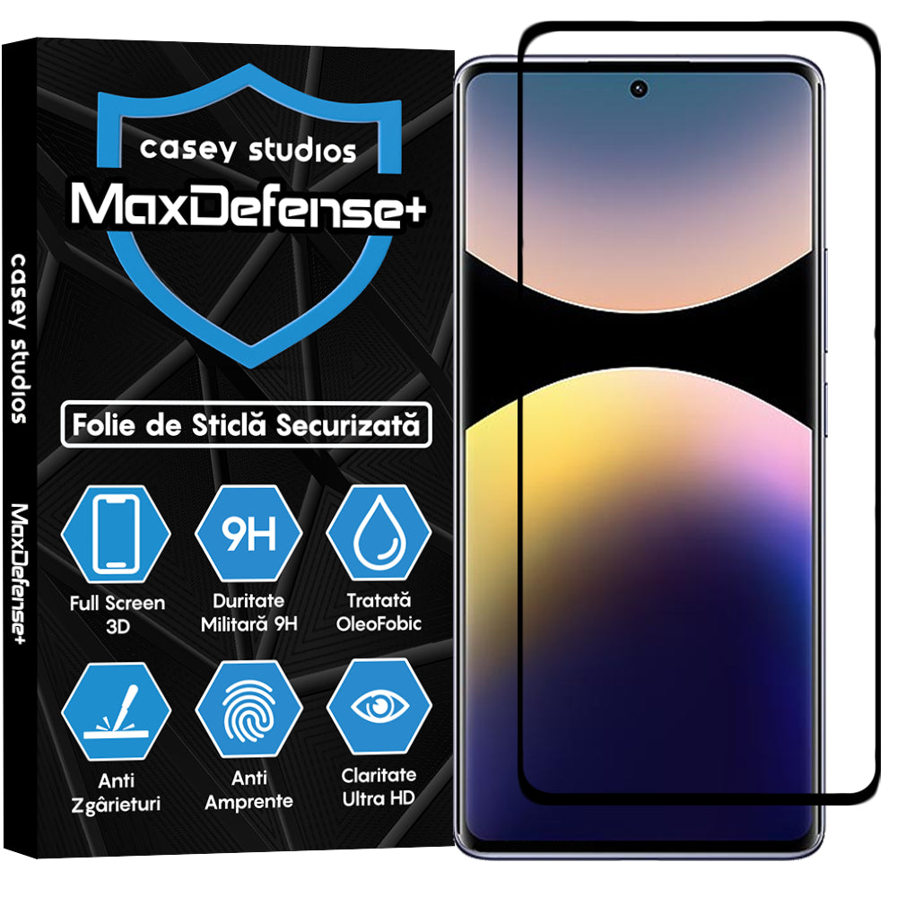 Folie Sticla MaxDefense+ - Xiaomi Redmi Note 14 Pro 4G - Negru