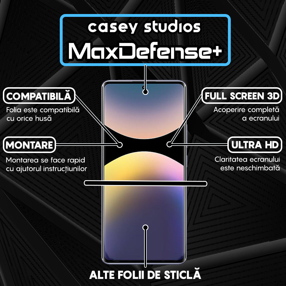 Folie Sticla MaxDefense+ - Xiaomi Redmi Note 14 Pro 4G - Negru
