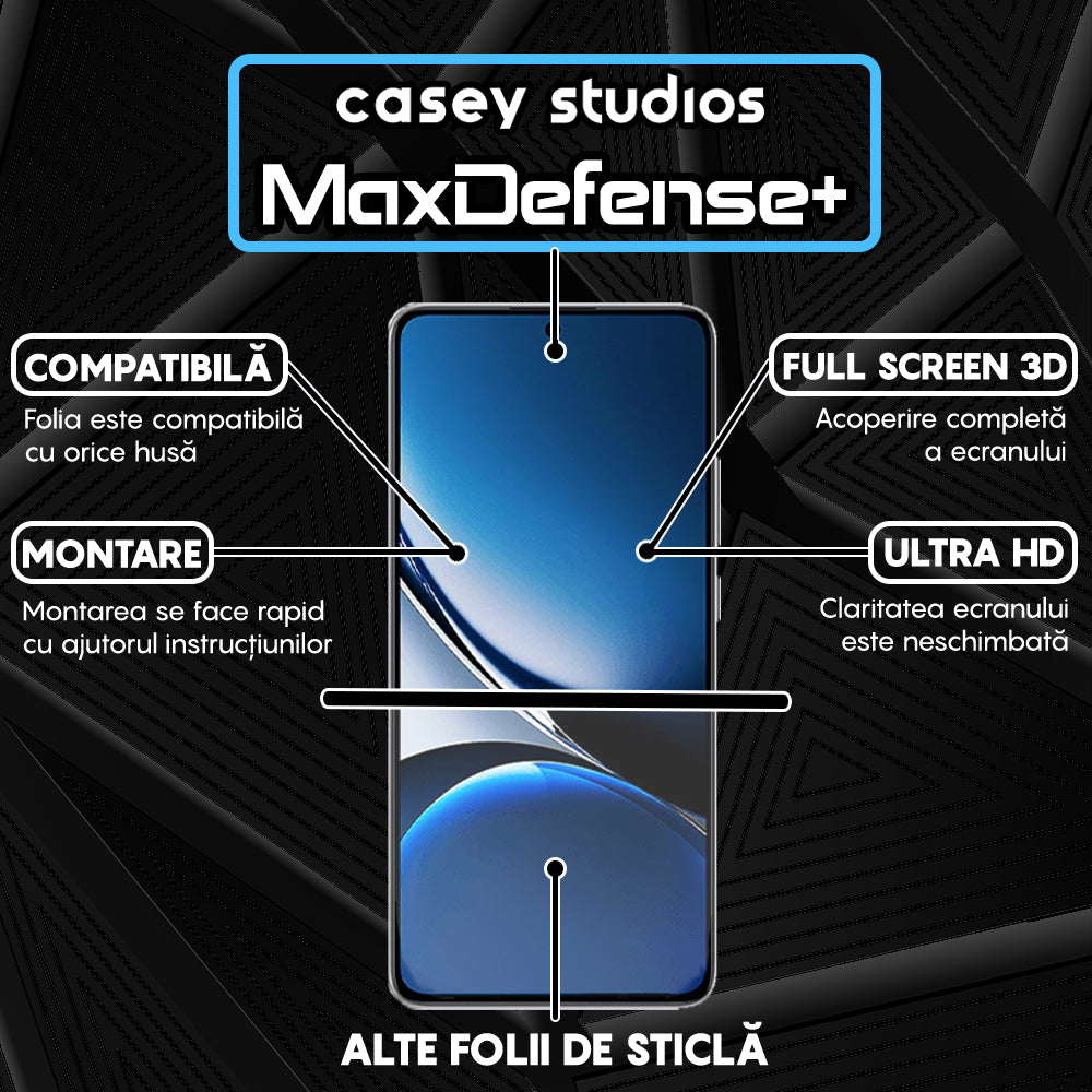 Folie Sticla MaxDefense+ - Xiaomi Redmi Turbo 4 - Negru