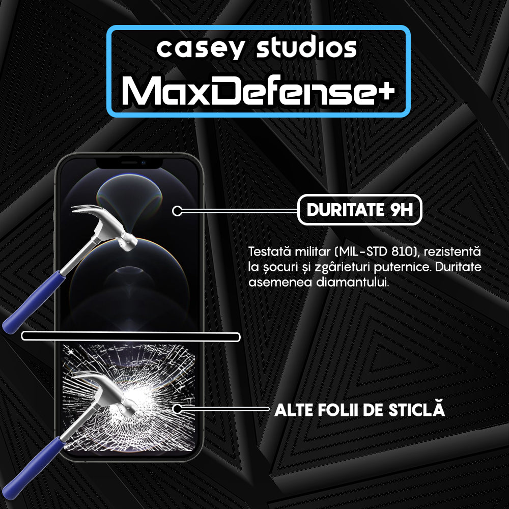 Folie Sticla MaxDefense+ - iPhone 12/12 Pro - Negru