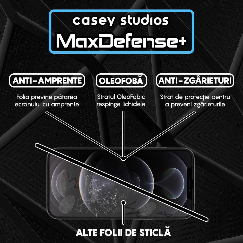 Folie Sticla MaxDefense+ - iPhone 12/12 Pro - Negru