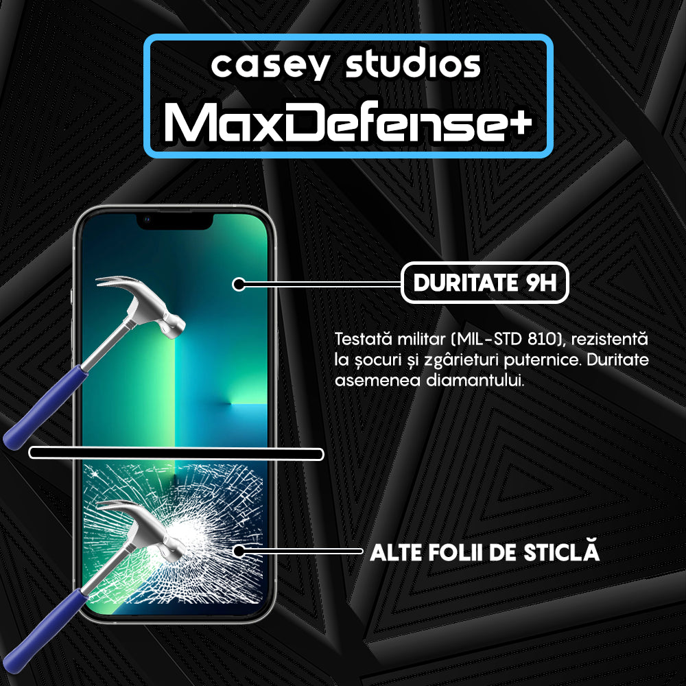 Folie Sticla MaxDefense+ - iPhone 13/13 Pro - Negru