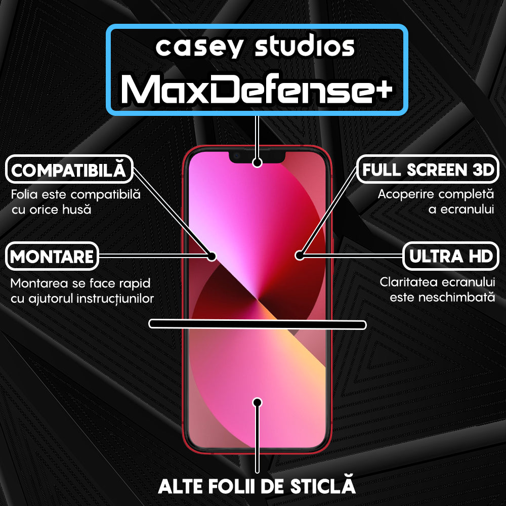 Folie Sticla MaxDefense+ - iPhone 13 Mini - Negru