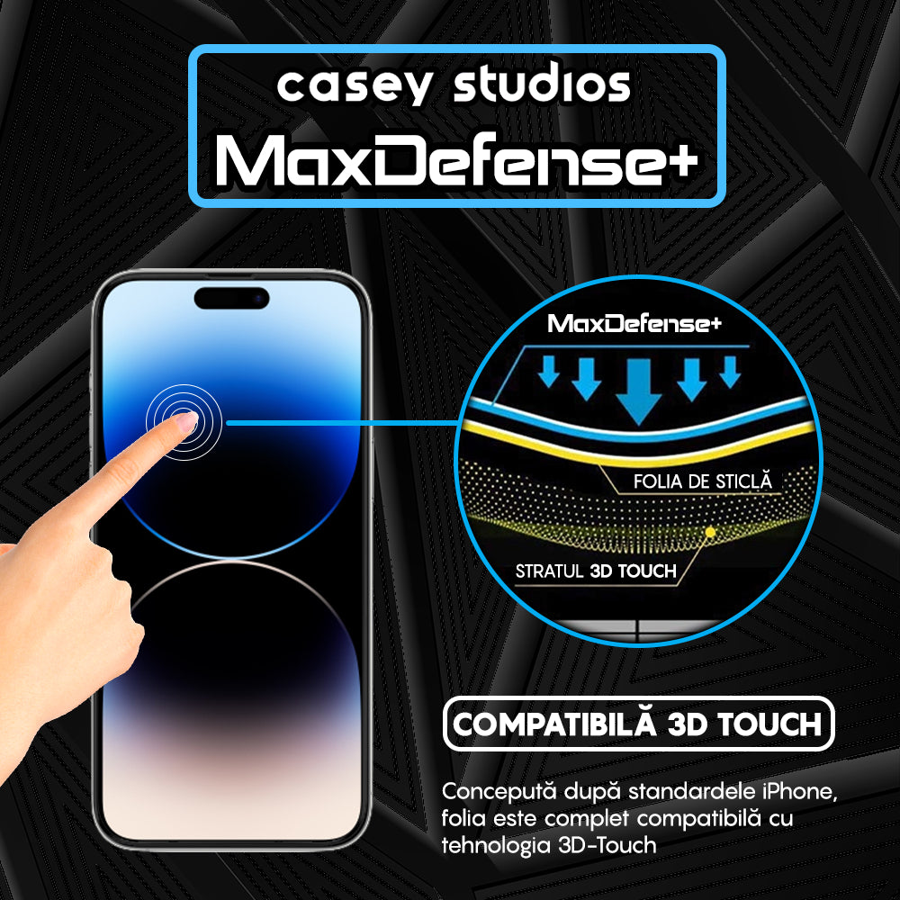 Folie Sticla MaxDefense+ - iPhone 14 Pro Max - Negru