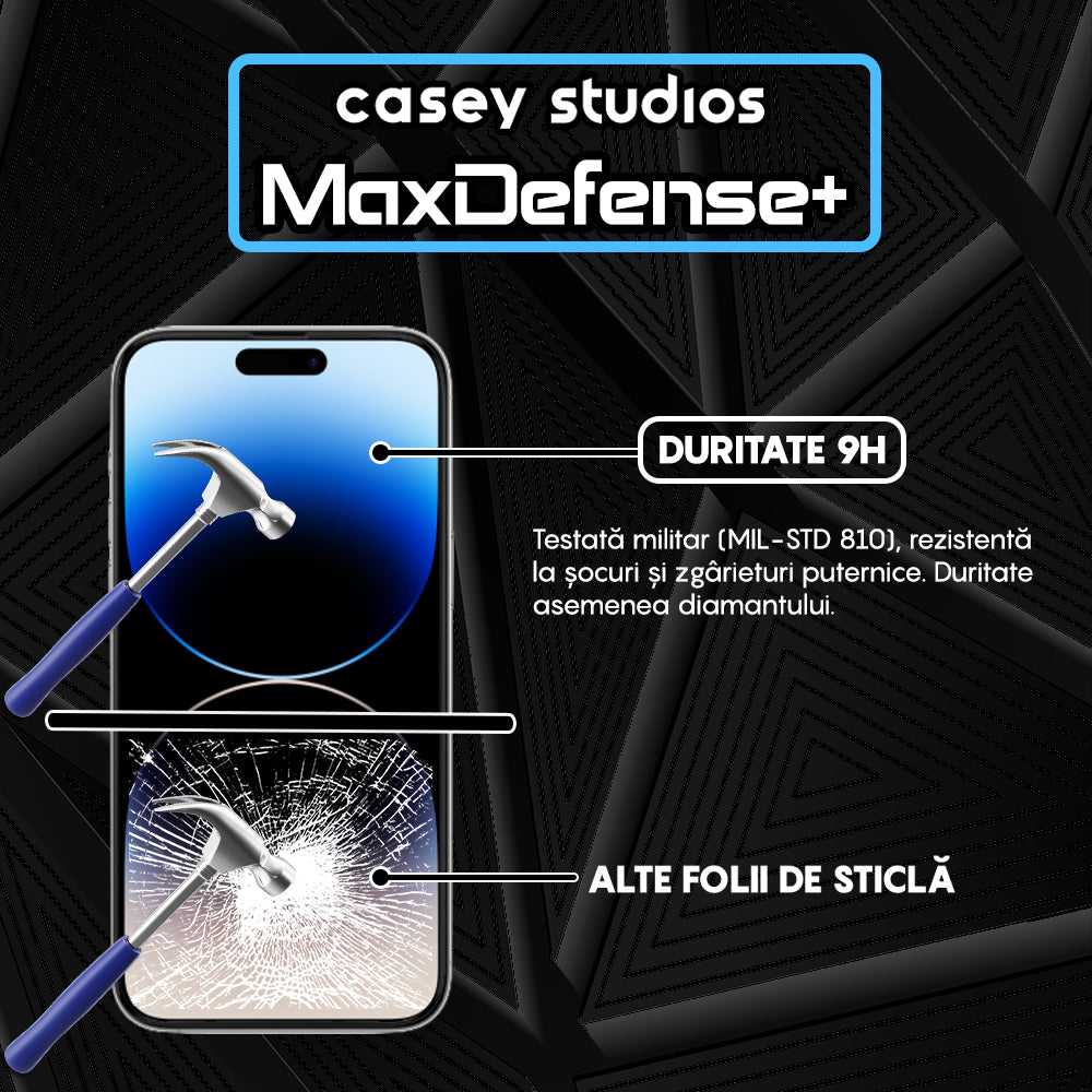 Folie Sticla MaxDefense+ - iPhone 14 Pro Max - Negru