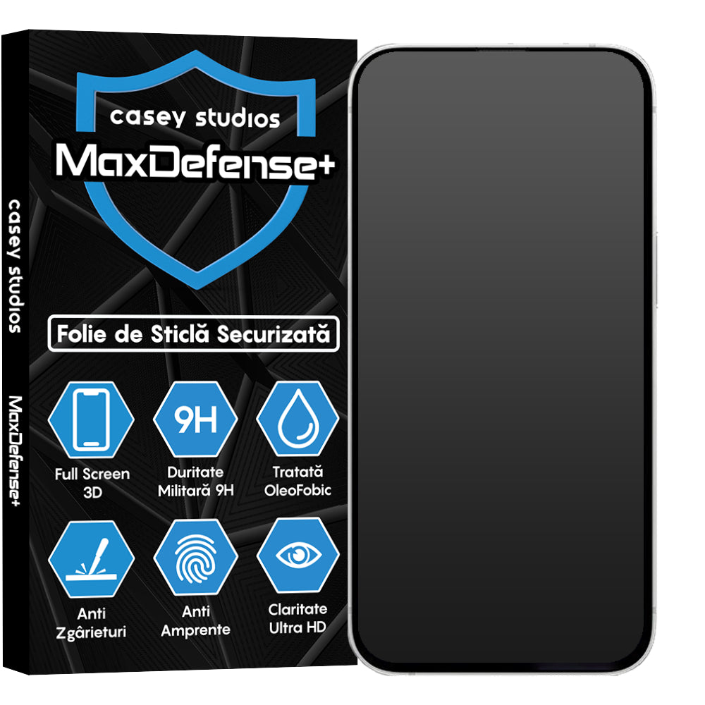 Folie Sticla MaxDefense+ - iPhone 16e - Matte Negru