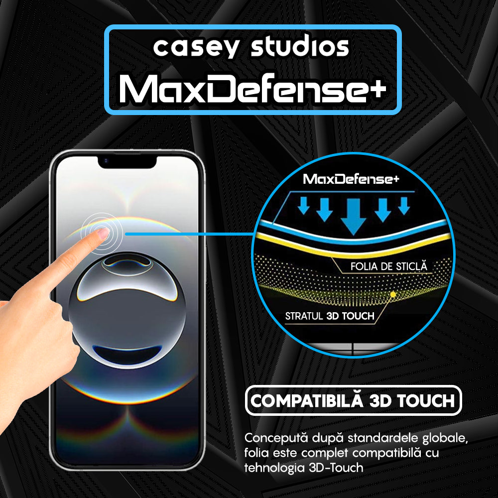 Folie Sticla MaxDefense+ - iPhone 16e - Matte Negru