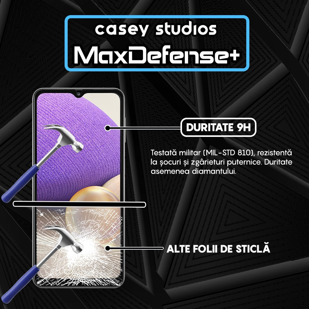 Folie Sticla MaxDefense+ - Samsung Galaxy A32 5G/A12 NACHO/A12/M12/A02/F12/M02 - Negru