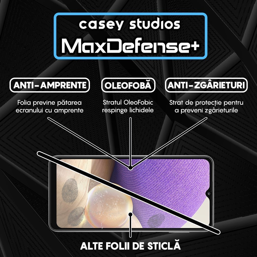 Folie Sticla MaxDefense+ - Samsung Galaxy A32 5G/A12 NACHO/A12/M12/A02/F12/M02 - Negru
