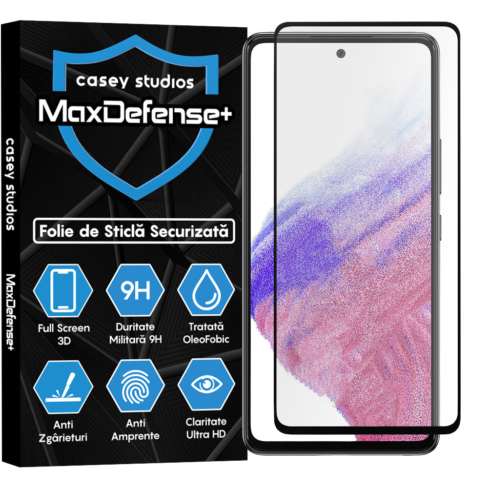 Folie Sticla MaxDefense+ - Samsung Galaxy A53 5G - Negru
