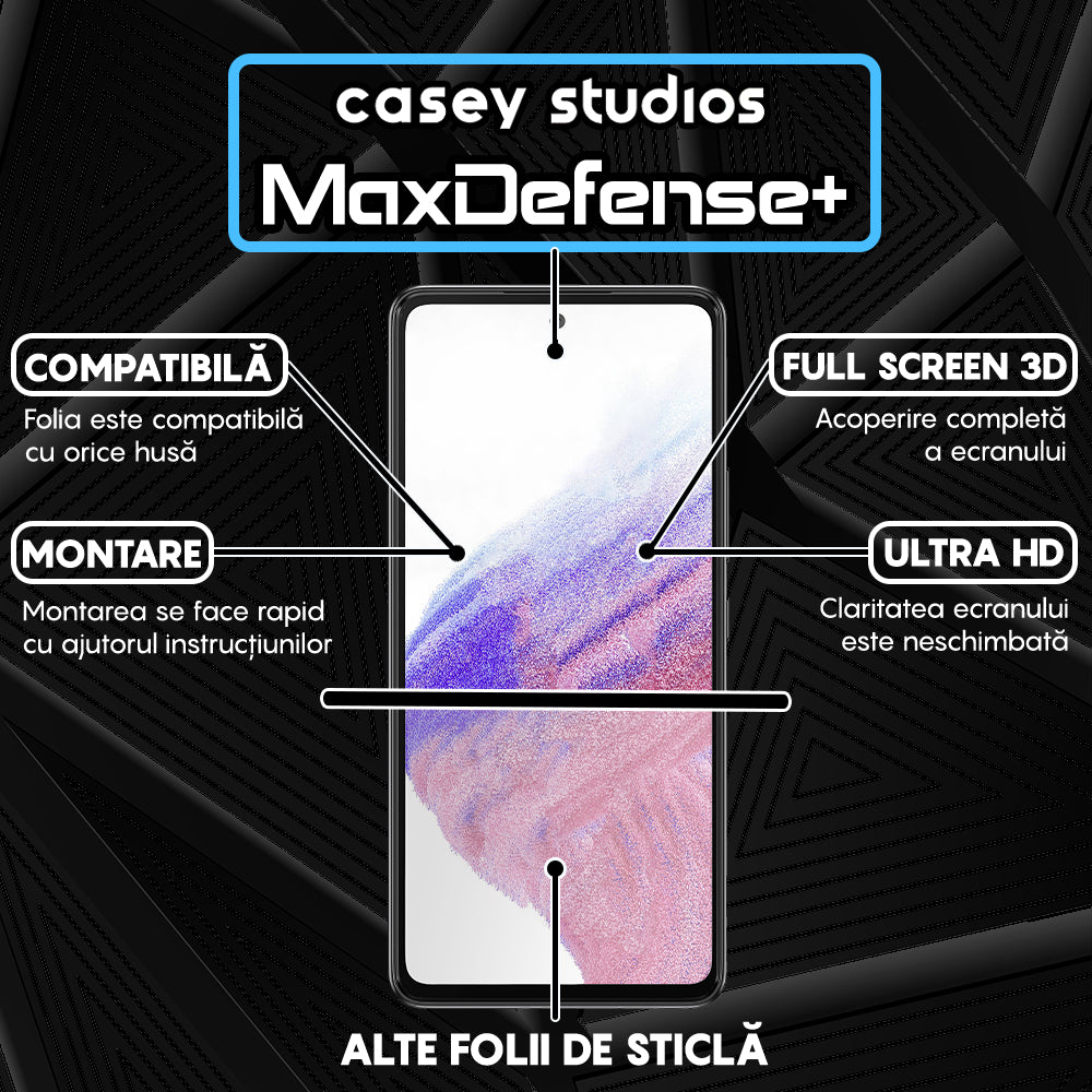Folie Sticla MaxDefense+ - Samsung Galaxy A53 5G - Negru