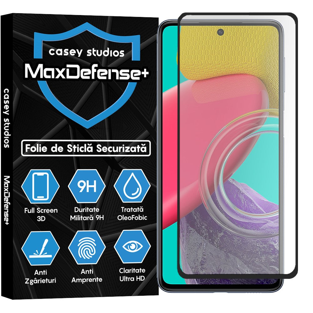 Folie Sticla MaxDefense+ - Samsung Galaxy M53 - Negru