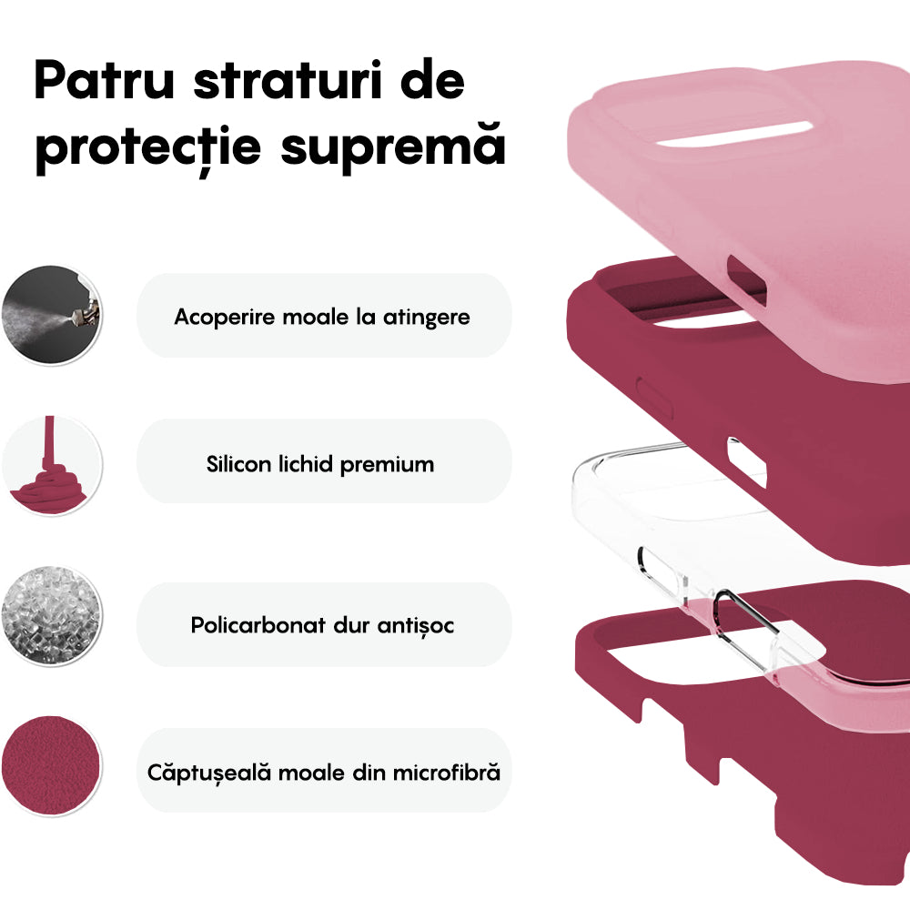 Husa Soft Silicone - iPhone 16 Pro - Burgundy