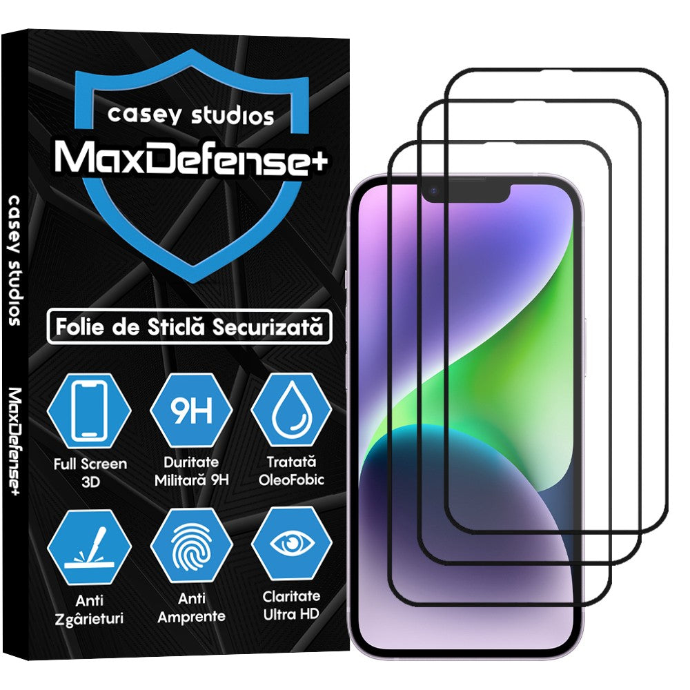 Pachet 3x Folie Sticla MaxDefense+ - iPhone 11 Pro Max - Negru