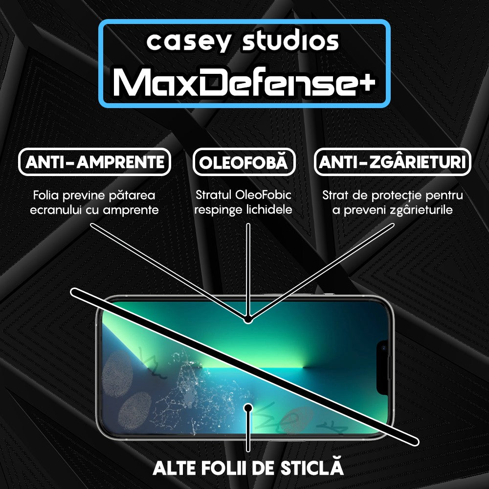 Pachet 3x Folie Sticla MaxDefense+ - iPhone 13/13 Pro - Negru