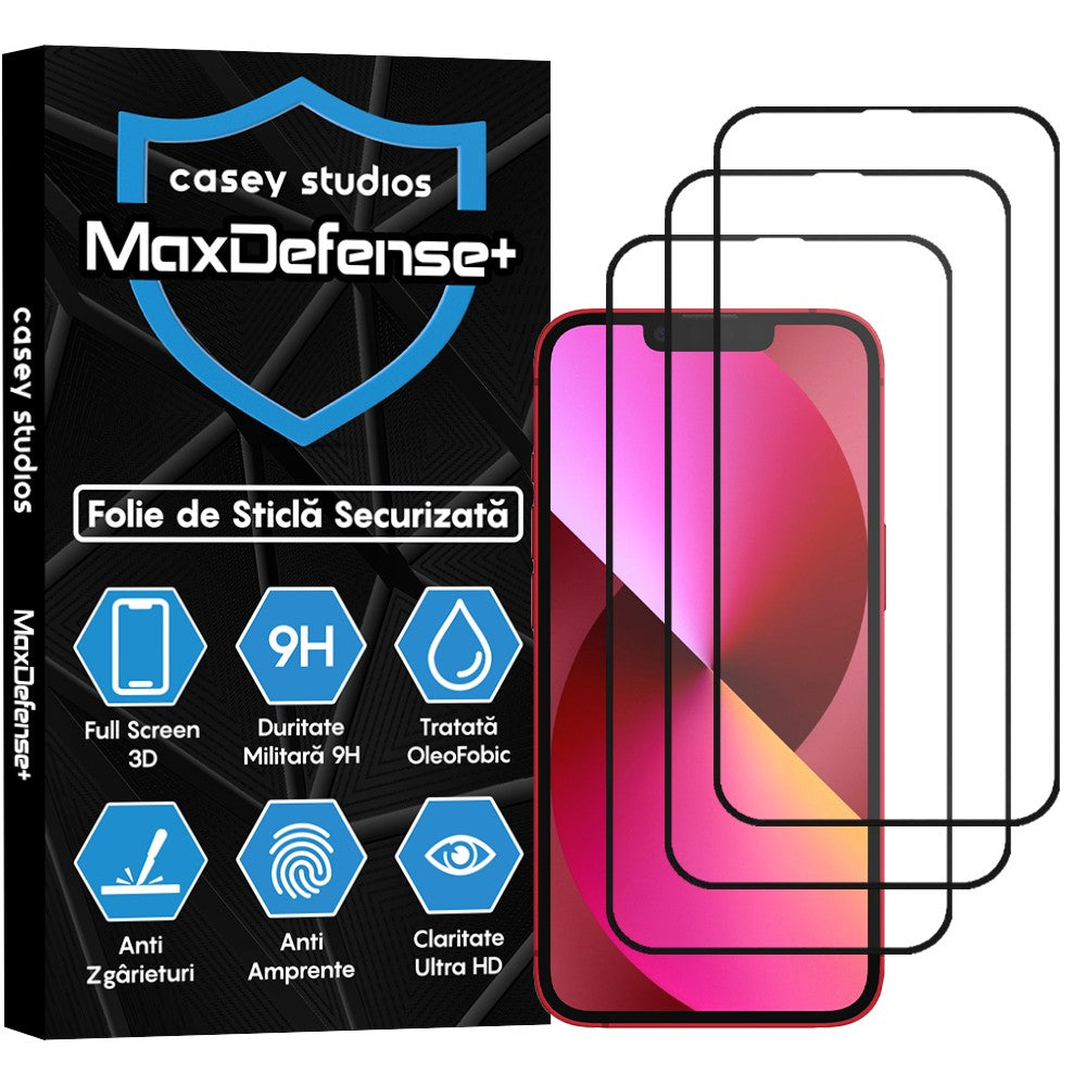 Pachet 3x Folie Sticla MaxDefense+ - iPhone XR/11 - Negru
