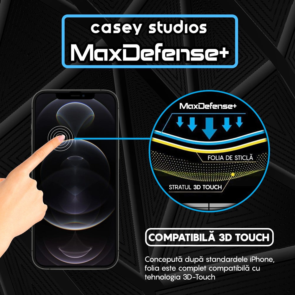 Folie Sticla MaxDefense+ - iPhone 12 Pro Max - Negru