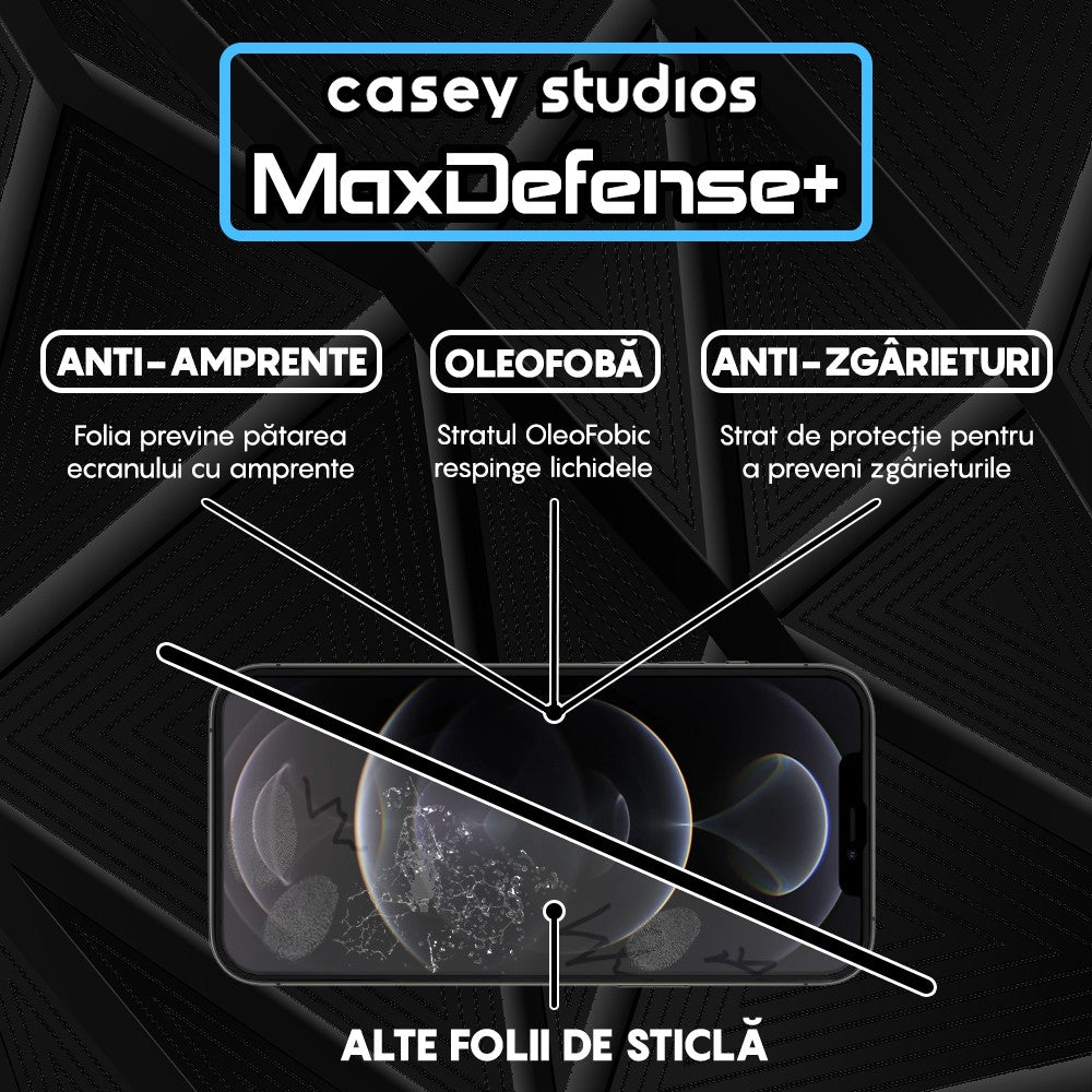 Folie Sticla MaxDefense+ - iPhone 12 Pro Max - Negru
