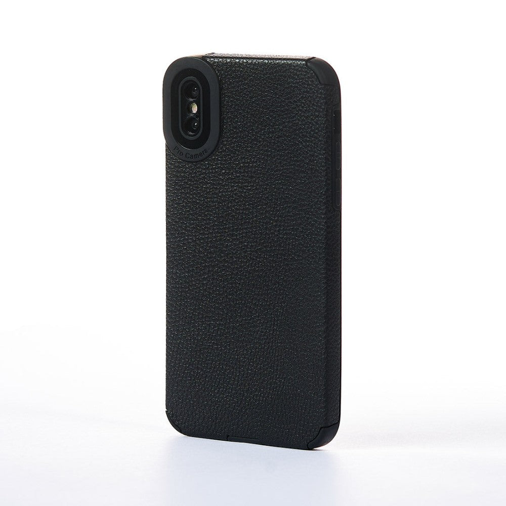 Husa Grained Leather - iPhone X/XS - Negru