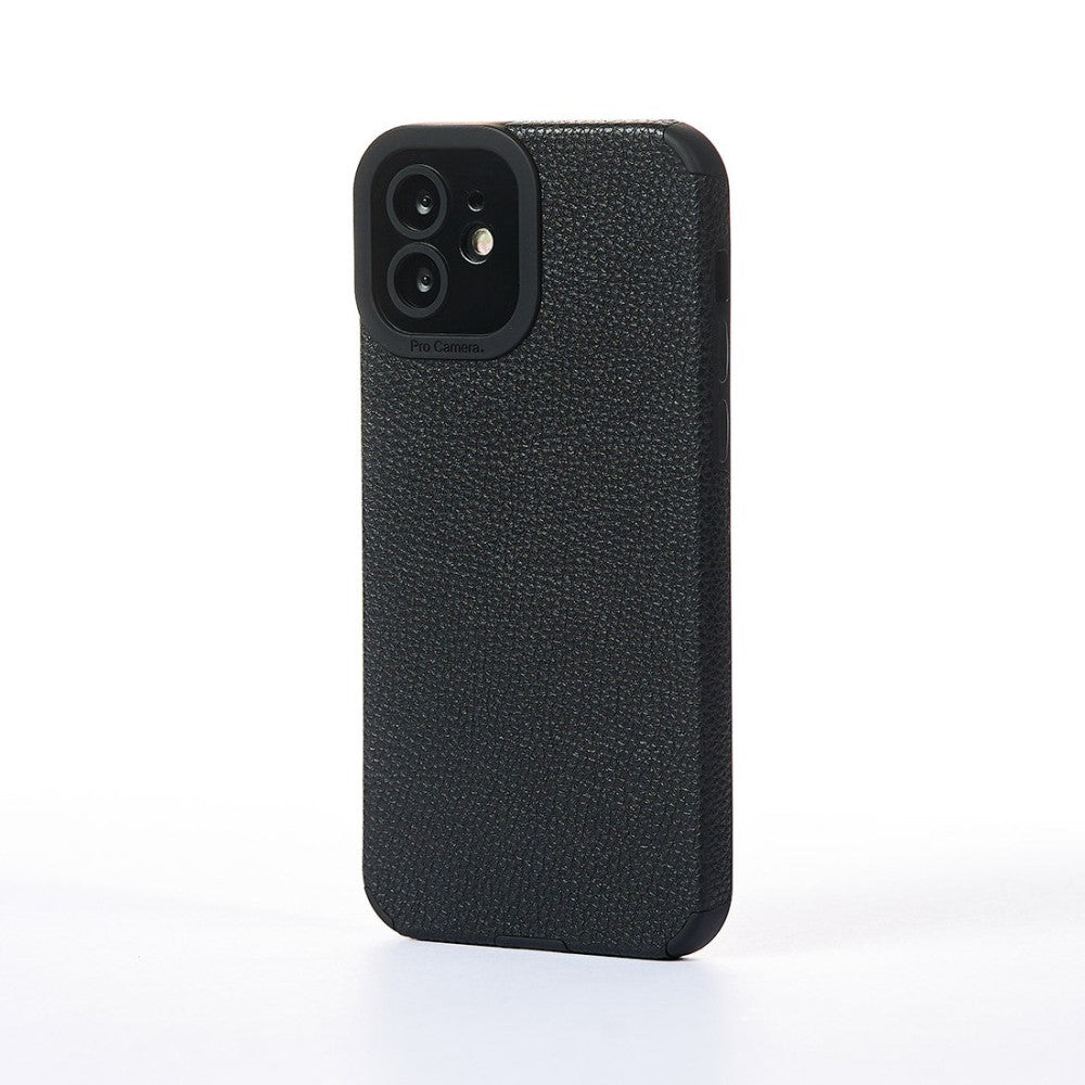 Husa Grained Leather - iPhone 12 - Negru