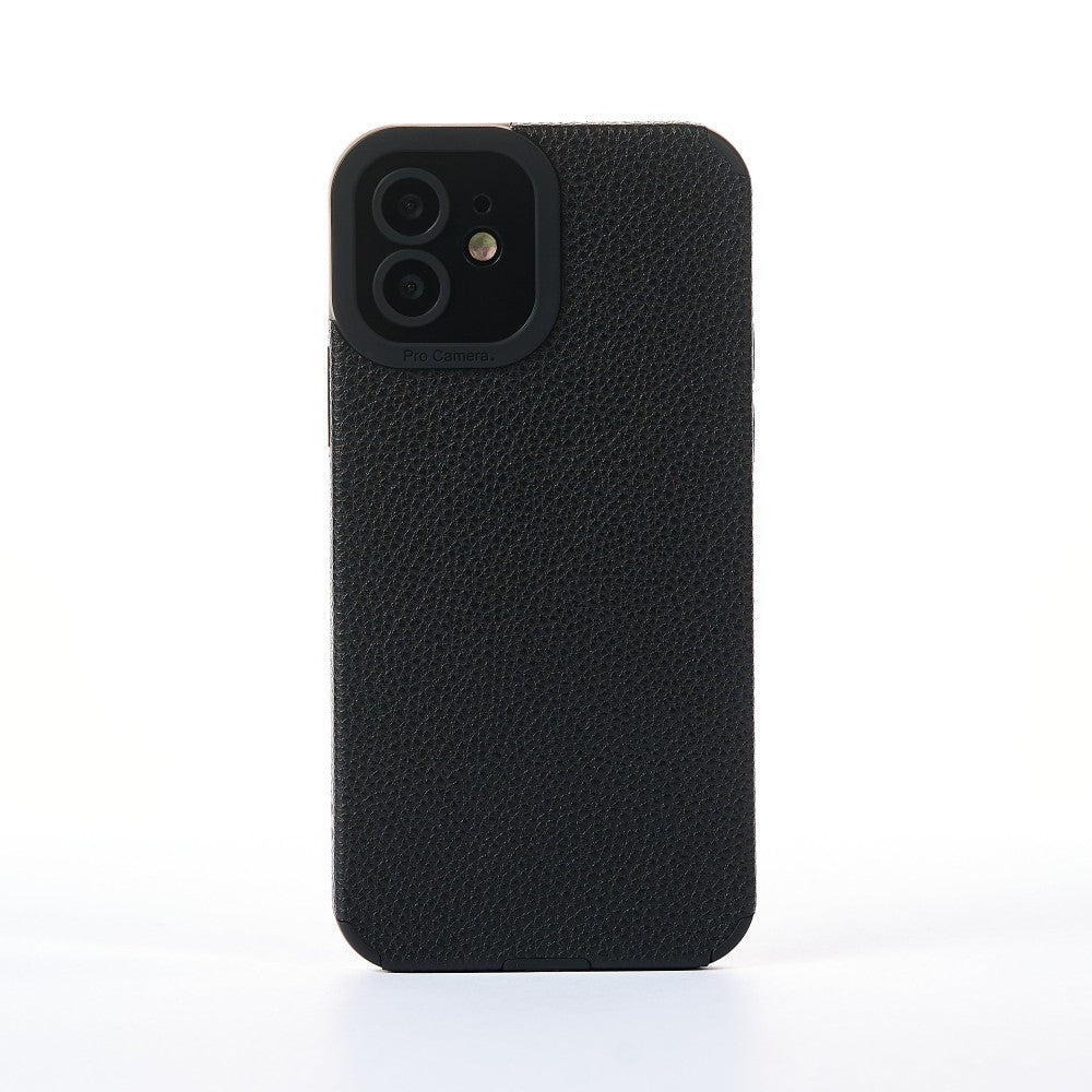 Husa Grained Leather - iPhone 12 - Negru